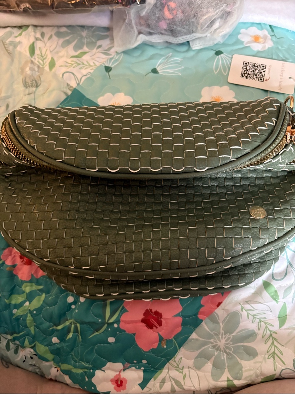 Gold Blush Woven Olive Green Bum Bag